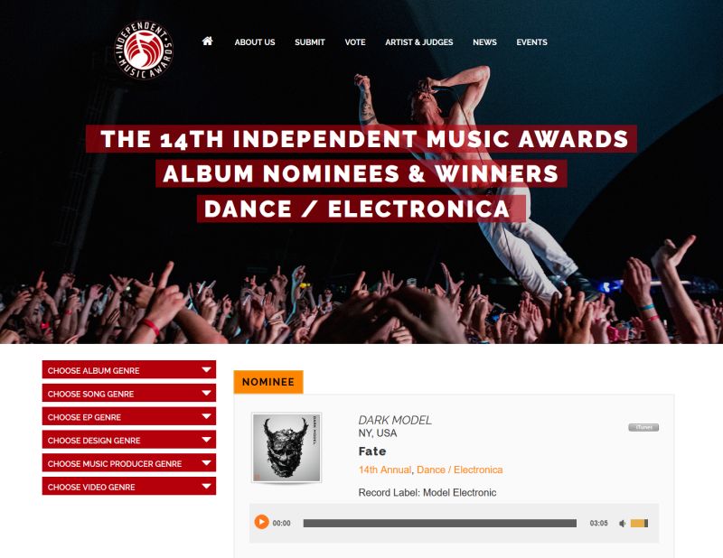 14th IMA Nominations - Album Genres Dance_Electronica